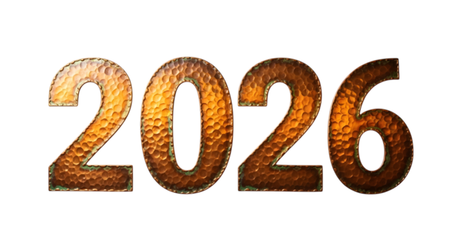 New year 2026 text on transparent background, PNG