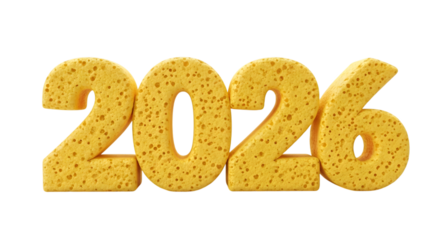 New year 2026 text on transparent background, PNG