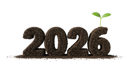 New year 2026 text on transparent background, PNG
