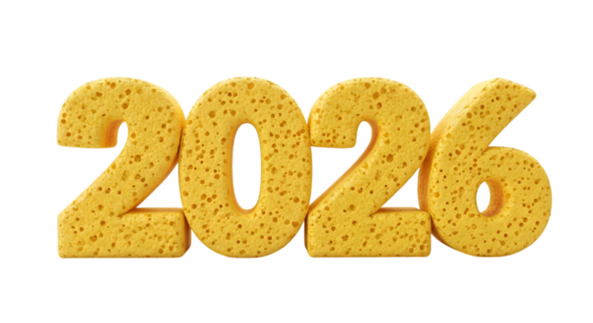 New year 2026 text on transparent background, PNG