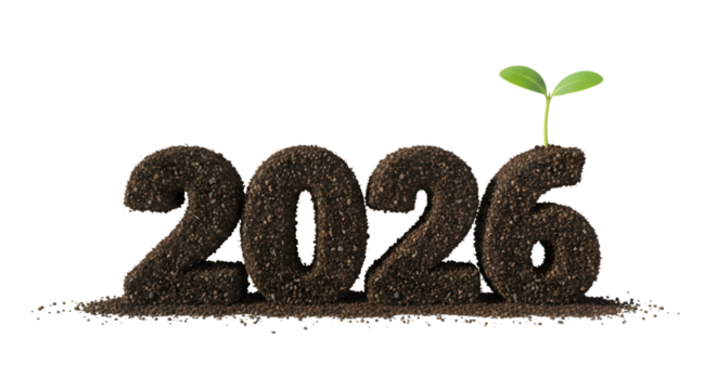 New year 2026 text on transparent background, PNG