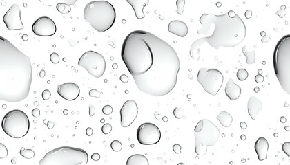 Gleaming water drops scattered on black background