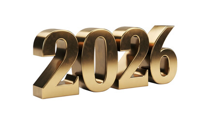 New year 2026 text on transparent background, PNG