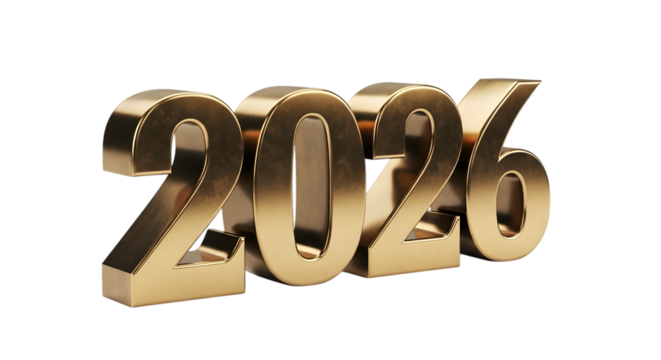 New year 2026 text on transparent background, PNG