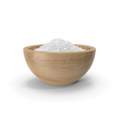 coarse or rock natural sea salt in brown bowl isolated on transparent background. Clipping path. PNG
