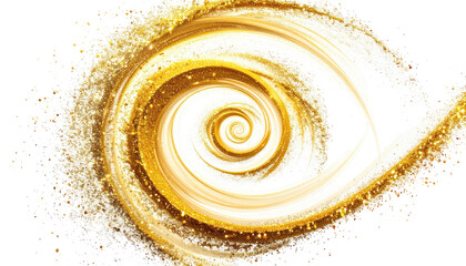 Swirling gold vortex with scattered sparks against black background