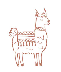 Hand-Drawn Illustration of a Llama with Saddle