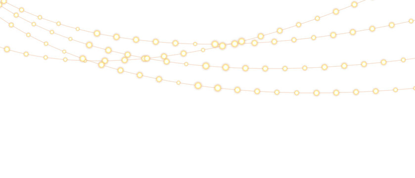 PNG Christmas lights with glowing bulbs for holiday cards and banners overlay background	
