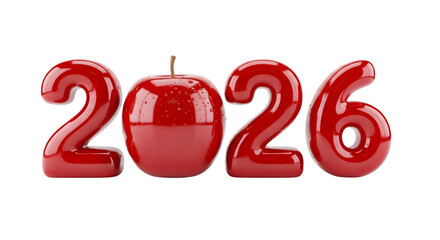 New year 2026 text on transparent background, PNG