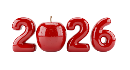 New year 2026 text on transparent background, PNG