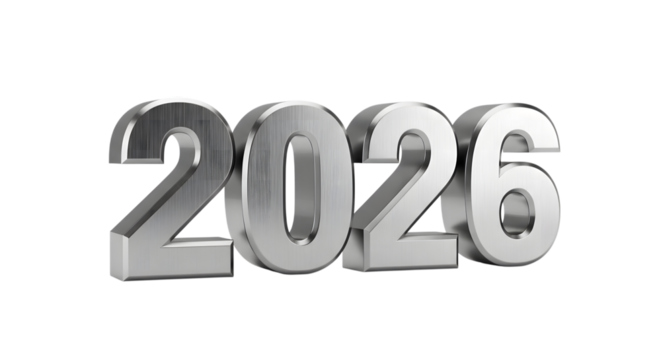 2026 happy new year 3D isolated on transparent background - Powered by Adobe