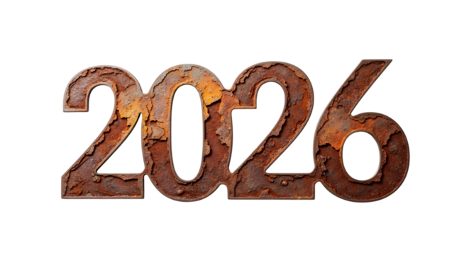 2026 happy new year 3D isolated on transparent background