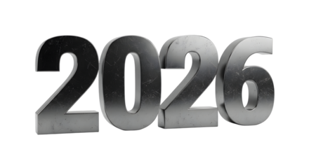 2026 happy new year 3D isolated on transparent background