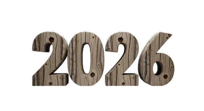 2026 happy new year 3D isolated on transparent background - Powered by Adobe