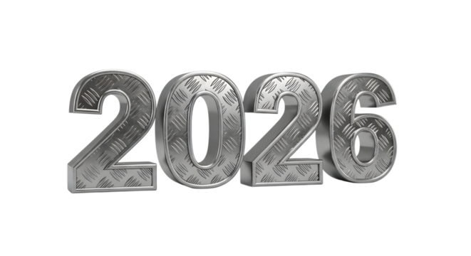 2026 happy new year 3D isolated on transparent background