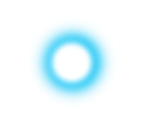 Soft glowing blue ring light on white background creating abstract circular blur effect. Minimal luminous halo design ideal for digital art, futuristic texture, and modern visual concepts.