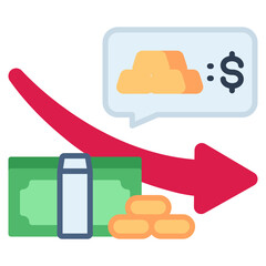 Gold Price Down vector icon. Jewelry icon flat style. perfect use for logo, presentation, website, and more. modern icon design color style