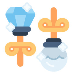 Earrings with sparkle vector icon. Jewelry icon flat style. perfect use for logo, presentation, website, and more. modern icon design color style