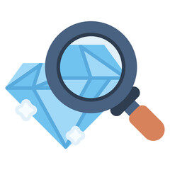 Magnifying Glass with Diamond vector icon. Jewelry icon flat style. perfect use for logo, presentation, website, and more. modern icon design color style