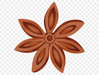 Star anise watercolor spice illustration for autumn Thanksgiving food design. Vector.