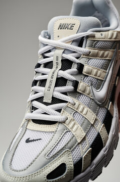 2025-11-03, Minsk, Belarus, nike sneaker close-up highlights intricate detailing and modern design with focus on mesh texture and brand logo