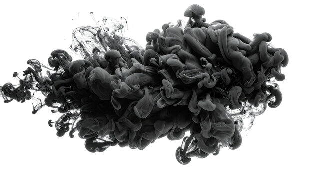 Gray smoke billows, twisting and expanding against black ground