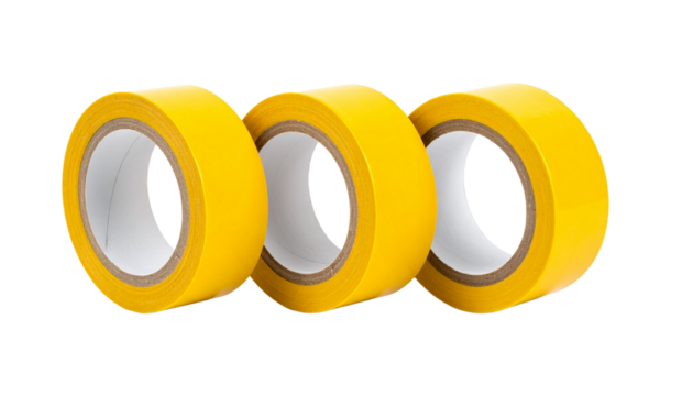 Yellow Tapes in a Row Isolated on Transparent Background