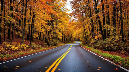 Fototapeta premium Autumn road in the forest