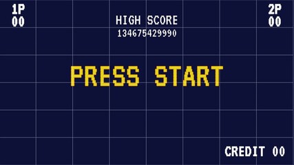  Pixelated Press Start insertna a coin to continue text,Vintage game UI, Animated start message, Pixelated Press Start text, video, pixel art, retro, 8-bit.4k video - Powered by Adobe