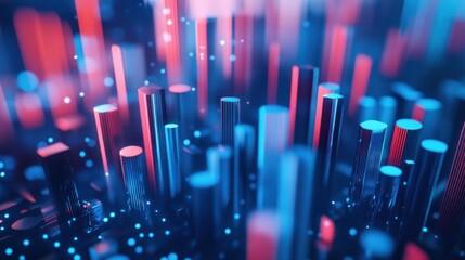 Blue 3d growth business graph on success financial background