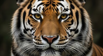 Naklejka premium Dramatic Close-up Portrait of a Majestic Bengal Tiger Animal