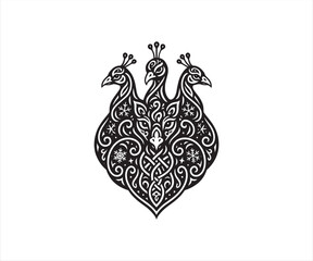 Peacock Tribal Head Vector Design