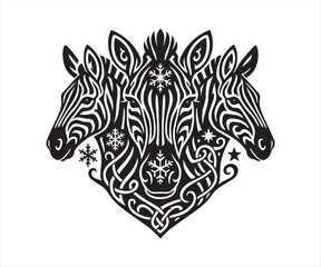 Zebra Tribal Head Vector Design