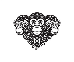 Monkey Tribal Head Vector Design