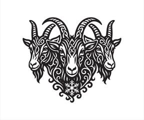 Goat Tribal Head Vector Design