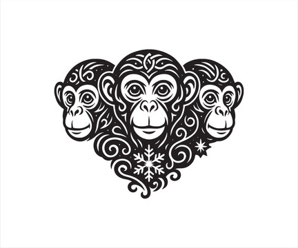 Monkey Tribal Head Vector Design