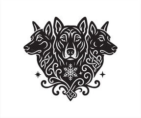 Tribal Wolf Head Mandala Tattoo Vector