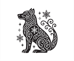 Ornamental Dog Mandala Tattoo Vector