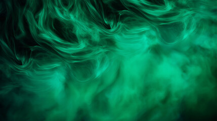 Obraz premium Abstract green smoke or ink swirling in water, dynamic texture symbolizing energy, creativity and movement.
