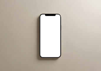 Modern Smartphone Mockup with White Screen on Neutral Background