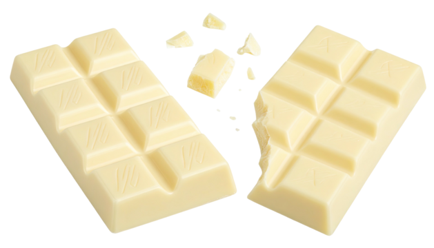 White chocolate bar broken into pieces
