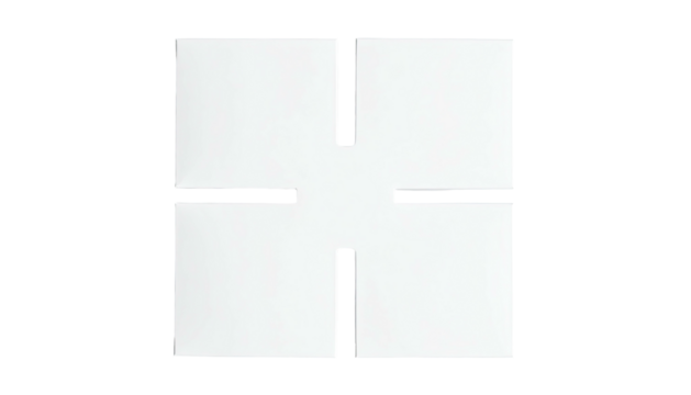 Square divided into four sections by thin white lines