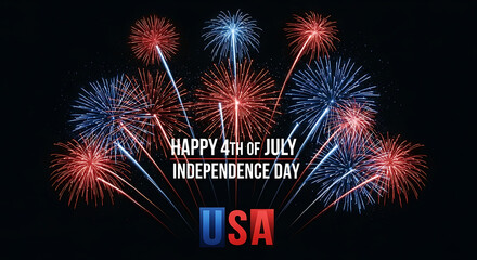 4th of july USA independence day banner design of fireworks on black background with copy space vector illustration 90753165 1