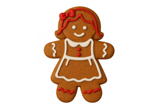 Gingerbread woman cookie symbolizing holiday season baking joy, decorating sweet festive treats, celebrating christmas traditions - Powered by Adobe