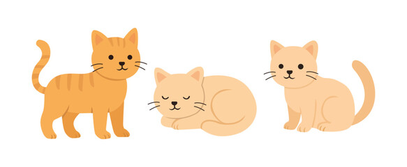 collection of various cartoon cat characters isolated on white background