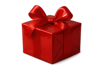 Fototapeta premium Red gift box with shiny ribbon and bow bringing surprise, celebration, and happiness on transparent background