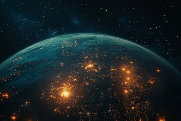 Night earth global virtual internet world connection of metaverse technology network digital communication and worldwide networking on connect 3d background