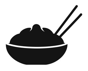 Dumpling bowl and chopsticks silhouette vector illustration isolated on white background