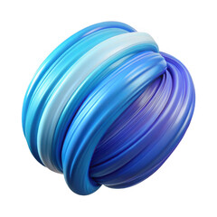 3d abstract swirl sculpture blue and purple isolated on transparent background