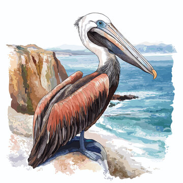 Paracas National Reserve. Paracas National Reserve hand drawn watercolor illustration